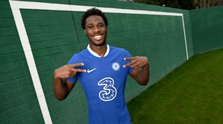 COBHAM, ENGLAND - JANUARY 06: Chelsea unveil new signing David Datro Fofana at Chelsea Training Ground on January 6, 2023 in Cobham, England. (Photo by Darren Walsh/Chelsea FC via Getty Images)