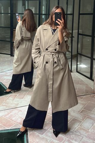 Long Belted Trench Coat