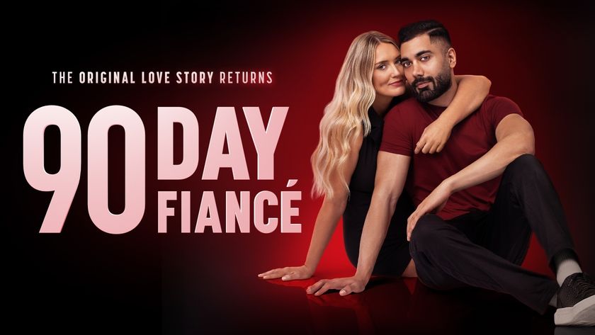 A promotional image for &quot;90 Day Fiance&quot; season 11 featuring Stevi and Mahdi