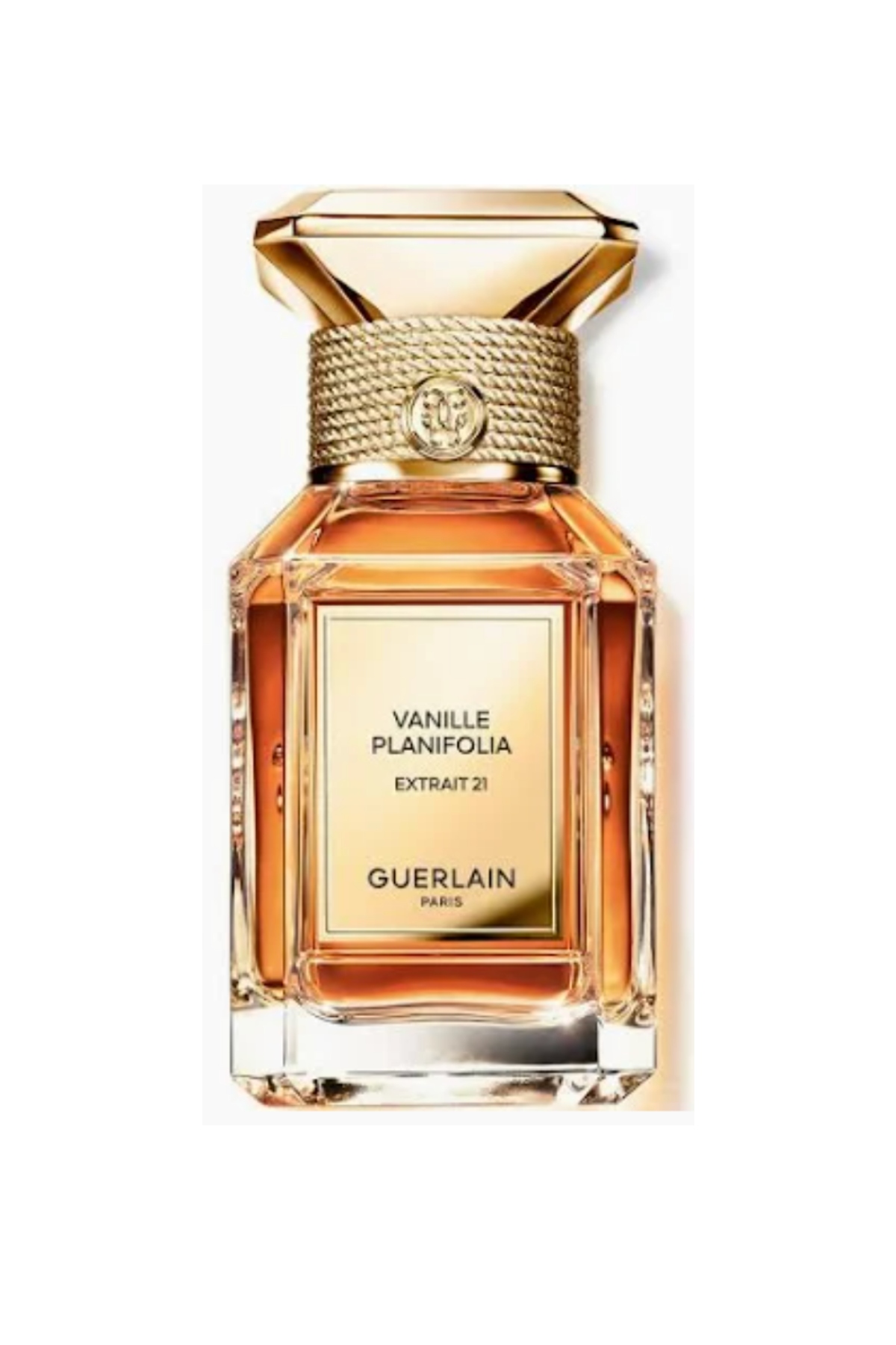 an amber and gold perfume bottle