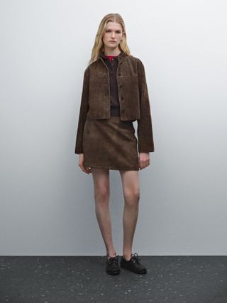 Massimo Dutti, Suede Leather Mini Skirt