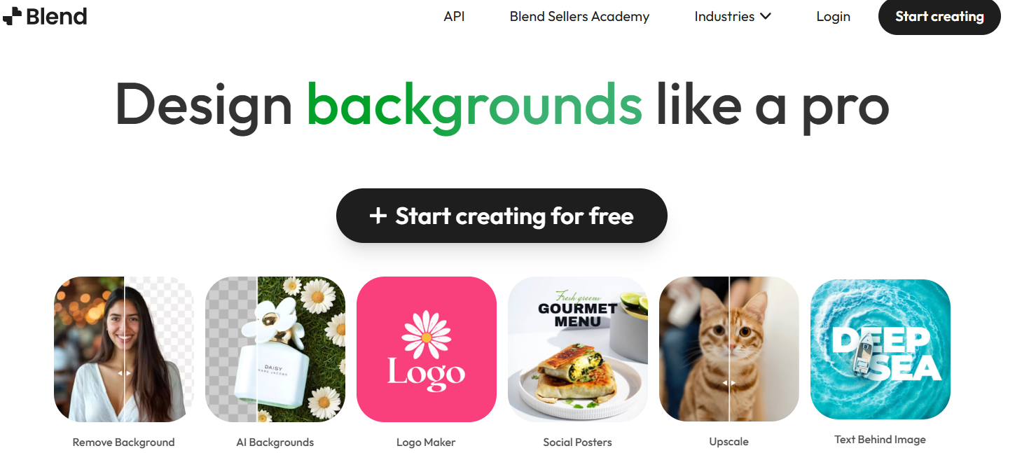 Screen grab of Blend Now ai