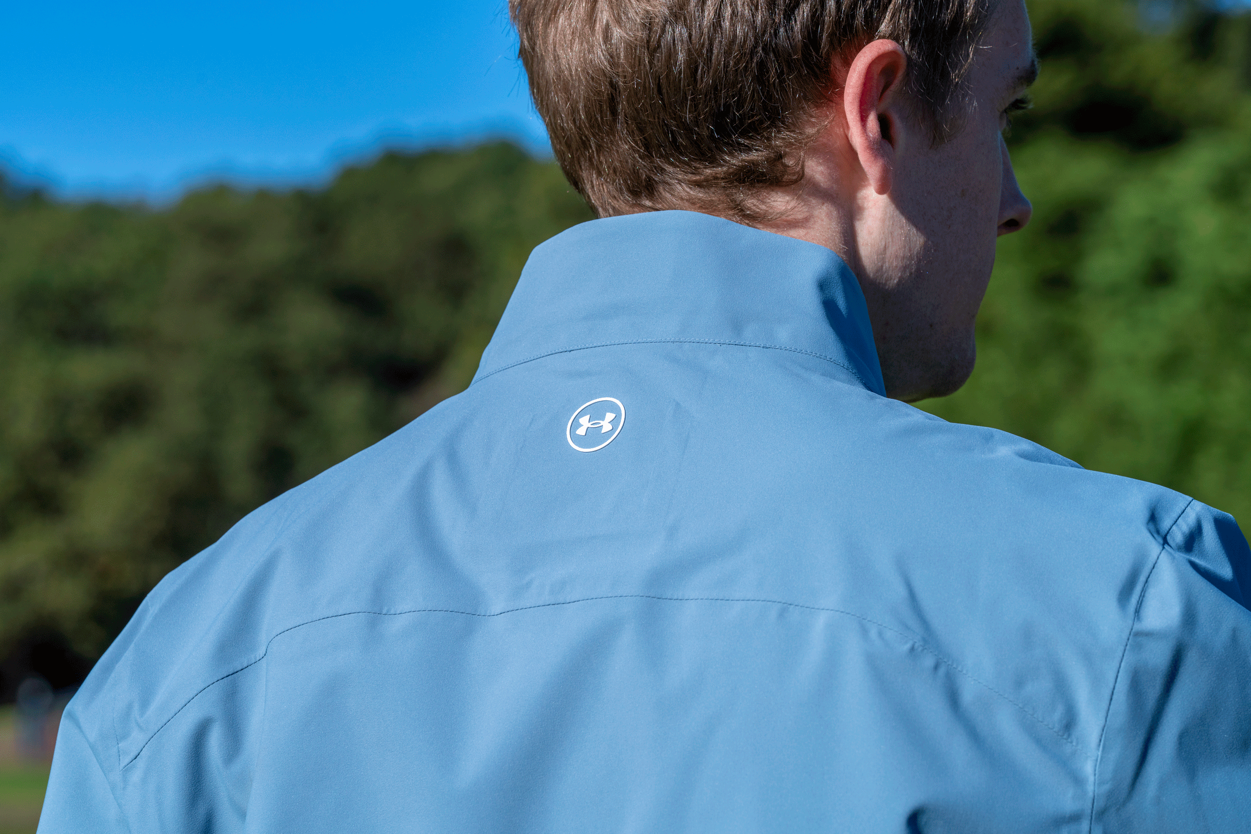 A close-up of the Under Armour Drive Pro Rain Jacket in 2026