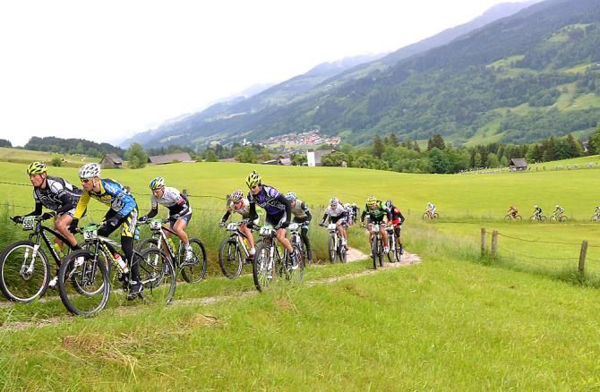 The lead group on a day with better weather