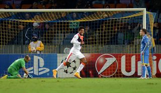 Luiz Adriano celebrates after scoring for Shakhtar Donetsk against BATE Borisov in the Champions League in October 2014.