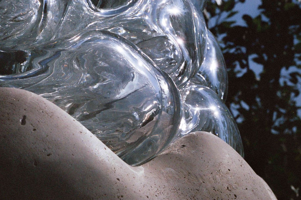 Glass and steel sculpture at Ruinart in Reims, France