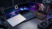 AI-Generated image of ASUS, Alienware, HP. and Lenovo gaming laptops visuallized.
