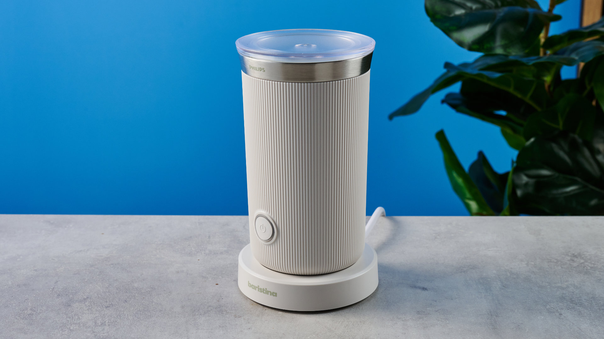 the philips baristina photographed against the blue tom's guide background