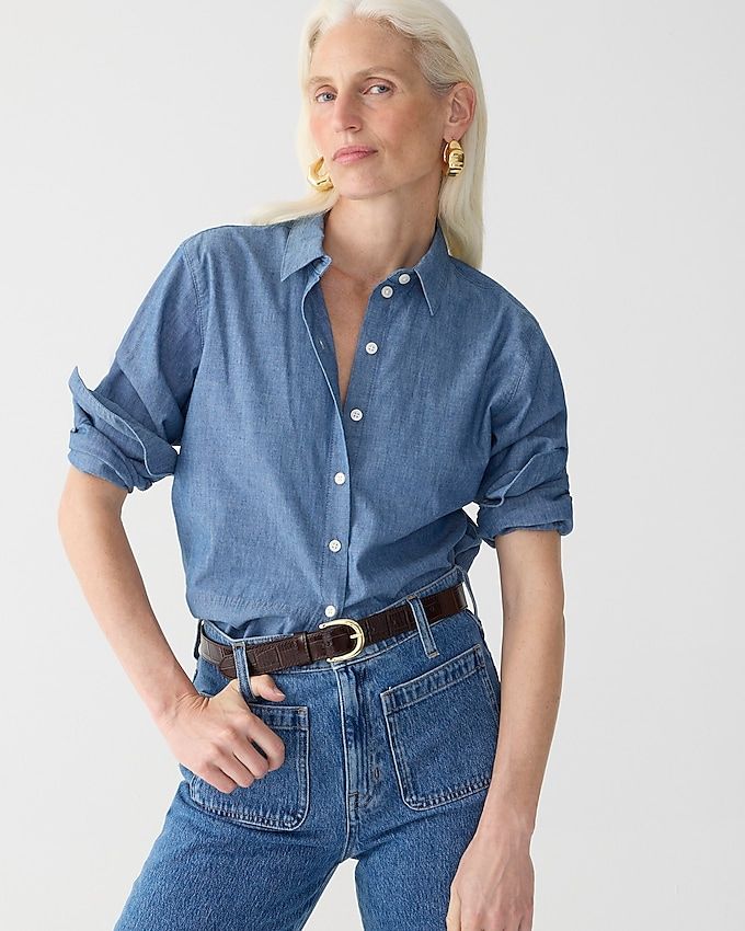 Cropped Garçon Shirt in Chambray