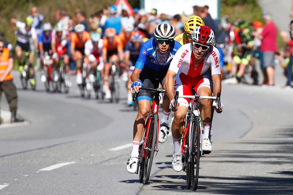 Michal Kwiatkowski on the move early in the elite men's road race