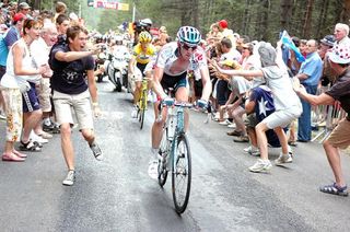 Jurgen Van Den Broeck (Omega Pharma - Lotto) climbs the Montée Laurent Jalabert.