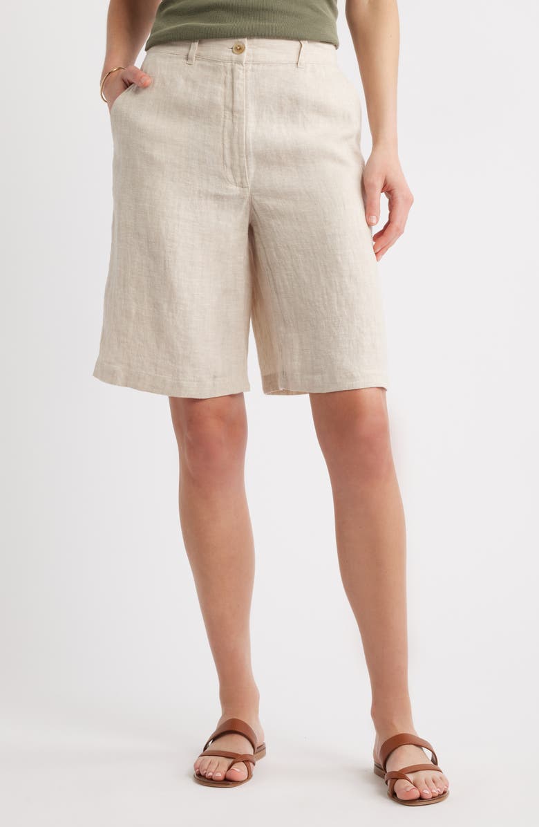 Easy Waist Linen Bermuda Shorts