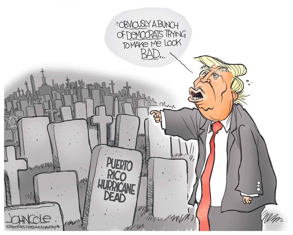 Political cartoon U.S. Trump Puerto Rico Hurricane Maria death toll ...