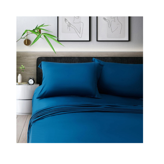 dark blue bamboo bed sheet