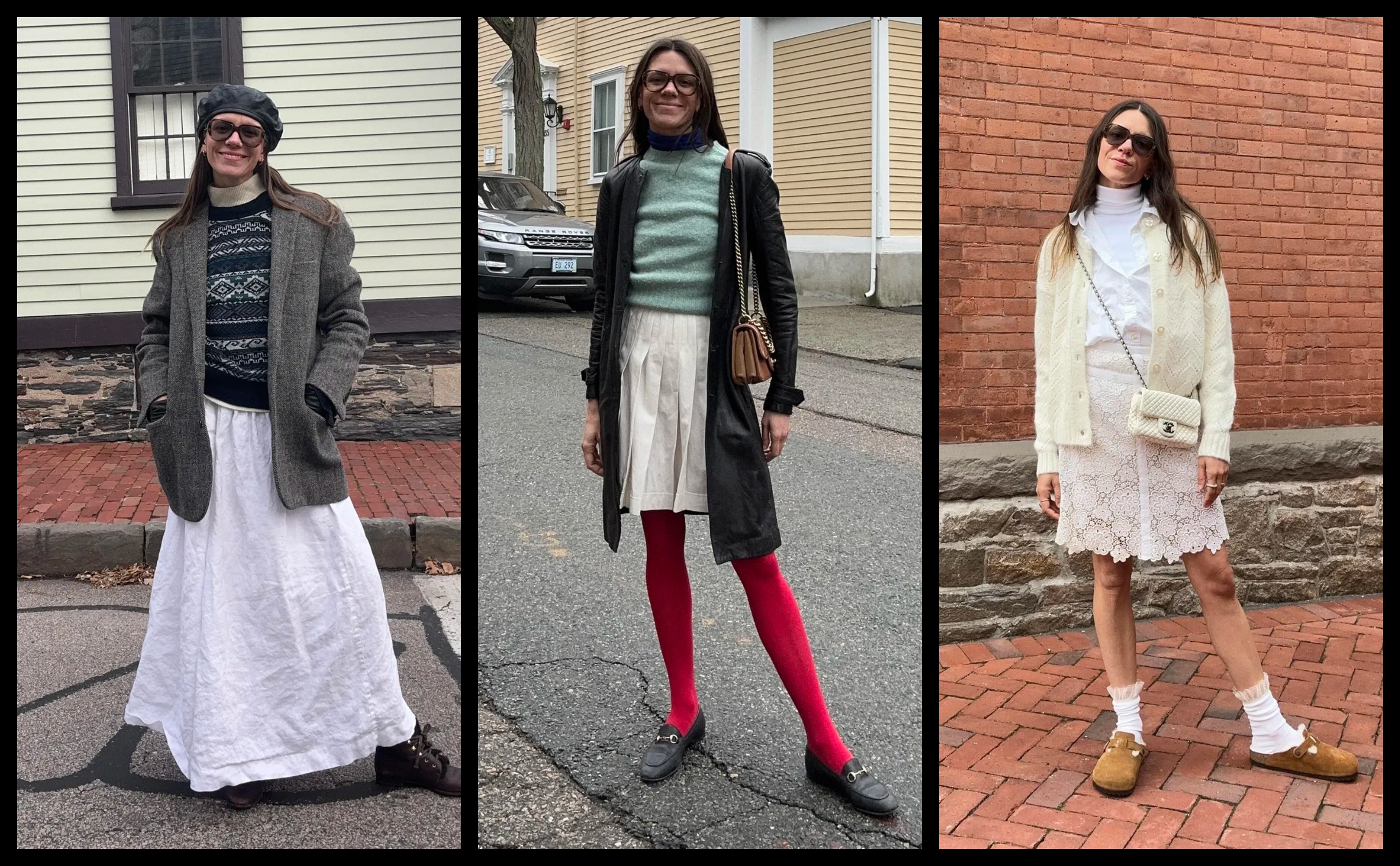 Examples of outfits illustrating white after Labor Day