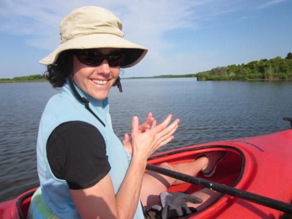 Cross training by kayak for Mary McConneloug
