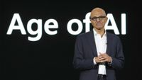 Microsoft CEO Satya Nadella speaks during a company event on AI technologies in Jakarta, Indonesia, on Tuesday, April 30, 2024.