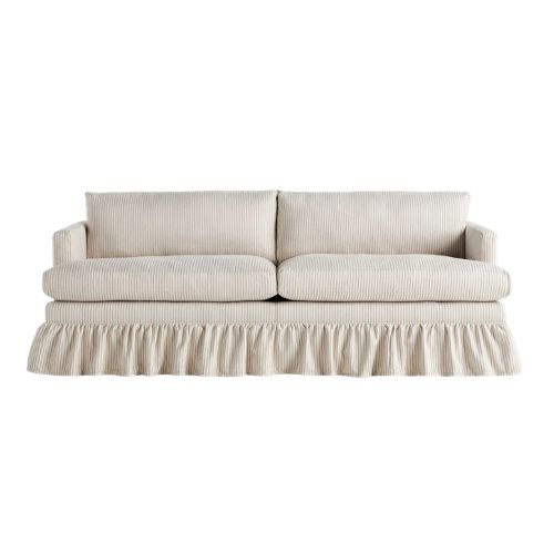 Skirted striped couch