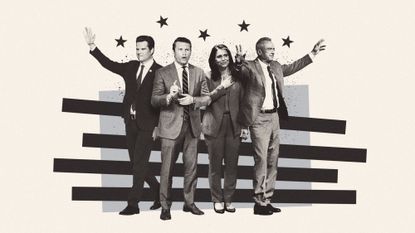 Illustration of Matt Gaetz, Pete Hegseth, Tulsi Gabbard and Robert F. Kennedy Jr.