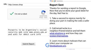 Gmail phishing report