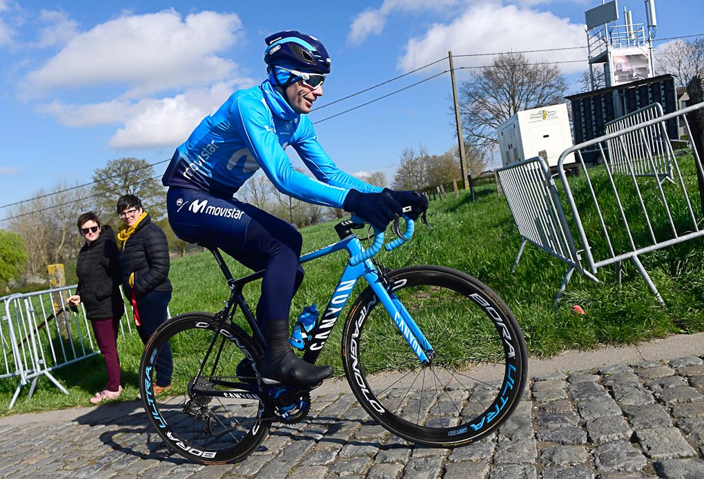Jurgen Roelandts (Movistar) on the Flanders cobbles