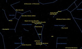 Arcturus in Boötes Constellation Sky Map