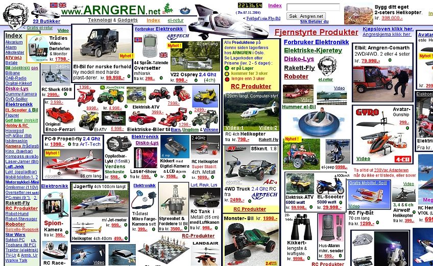 A screenshot of a garish website homepage.