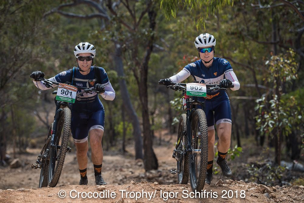 Locals Alexandra Hall and Kath Deed compete as a women's team