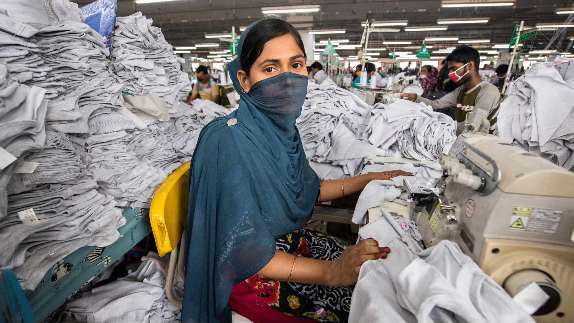 A female worker in a garment factory in Dhakha, Bangladesh.