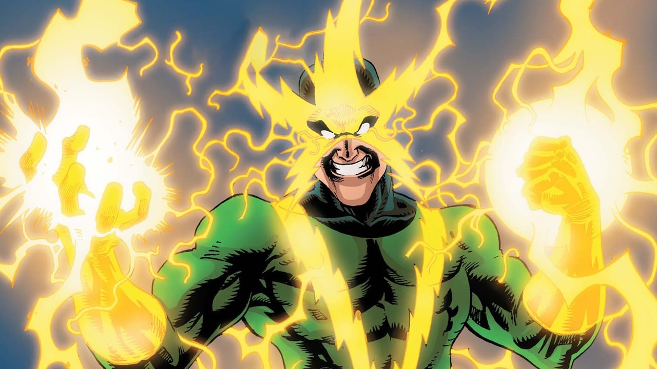 Marvel Comics artwork of Electro emitting electricity