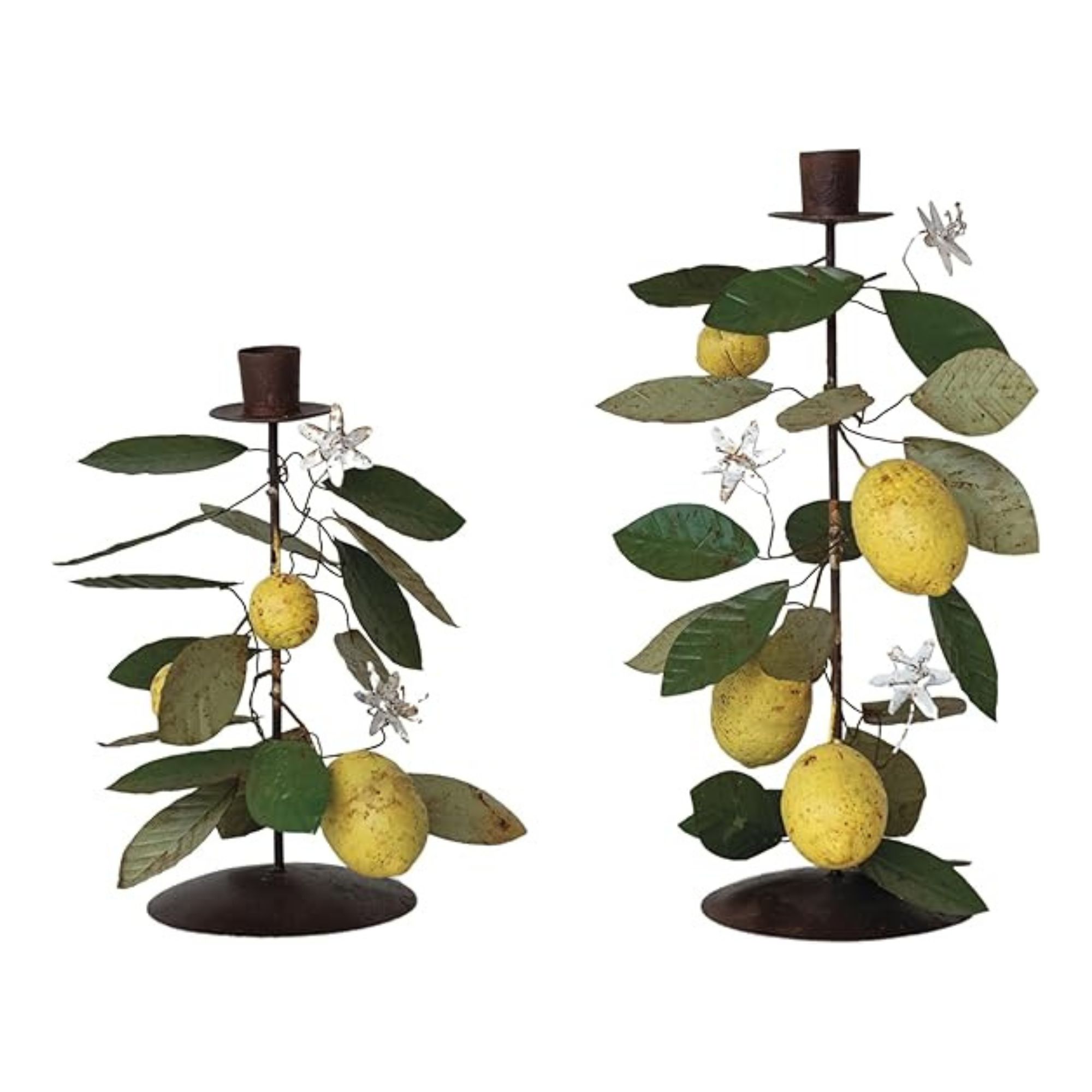 Decorative metal lemon candle holders