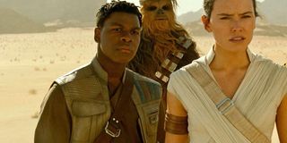 John Boyega Finn with Chewbacca and Rey Star Wars: The Rise of Skywalker