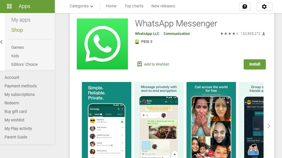 Screenshot of the WhatsApp website