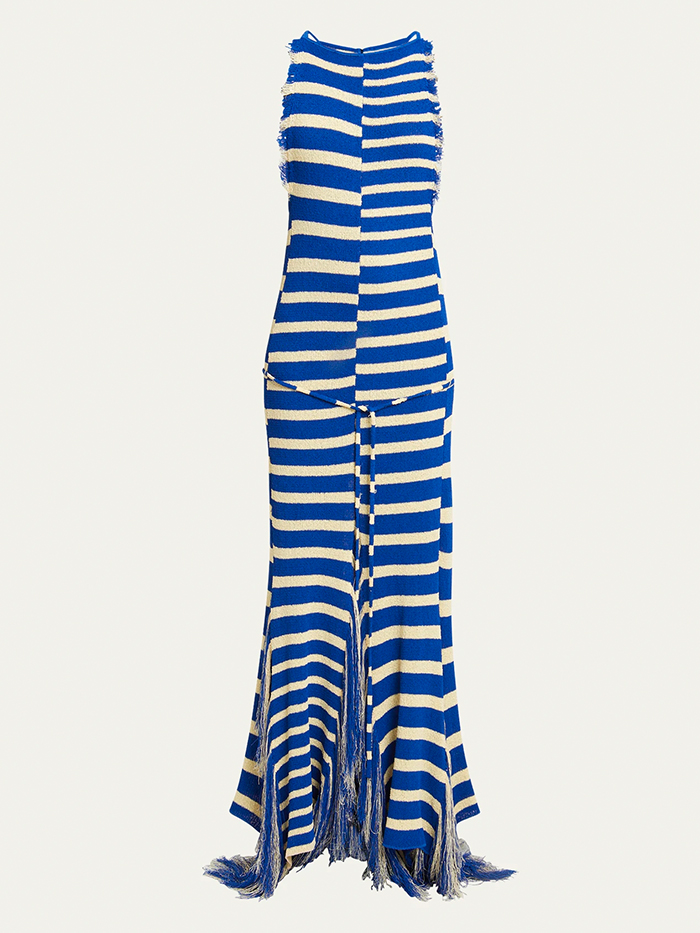 Proenza Schouler, Yves Stripe Fringed Knit Dress