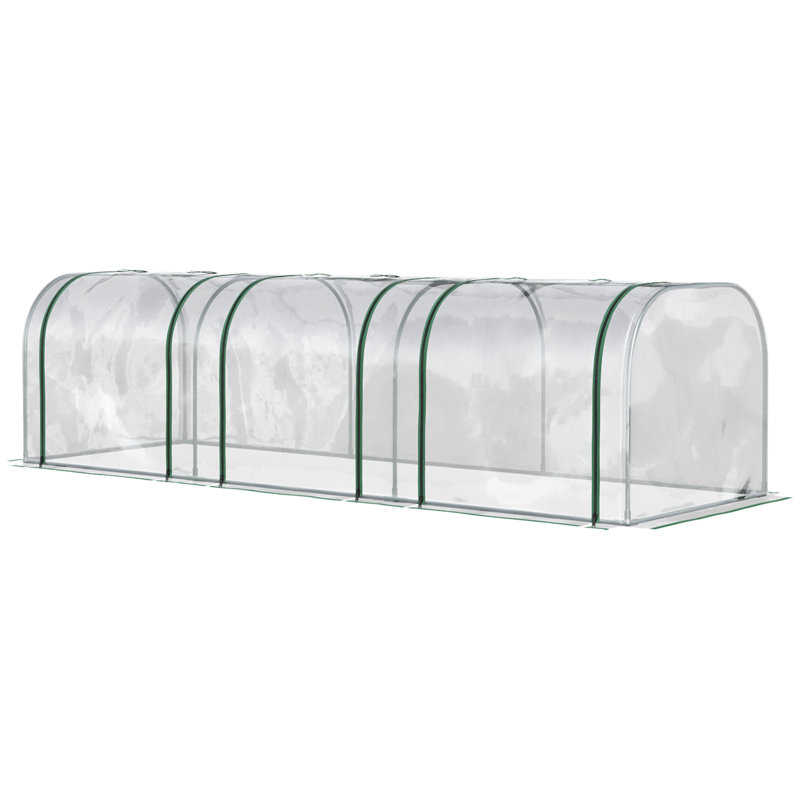 Tryimagine Outsunny 10&#039; X 3&#039; X 2.5&#039; Mini Greenhouse, Portable Tunnel Green House With Roll-Up Zippered Doors, Uv Waterproof Cover, Steel Frame | Wayfair
