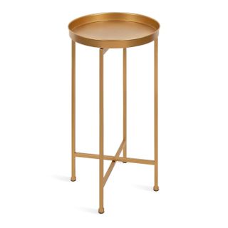 Kate and Laurel Celia Round Foldable Metal Accent Table - Black/Gold