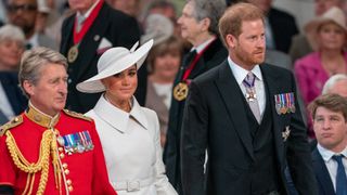 Prince Harry, Duke of Sussex and Meghan, Duchess of Sussex attend the service of thanksgiving for the Queen