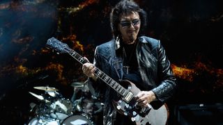 Guitarist Tony Iommi of Black Sabbath performs onstage on "The End Tour" at Nikon at Jones Beach Theater on August 17, 2016 in Wantagh, New York