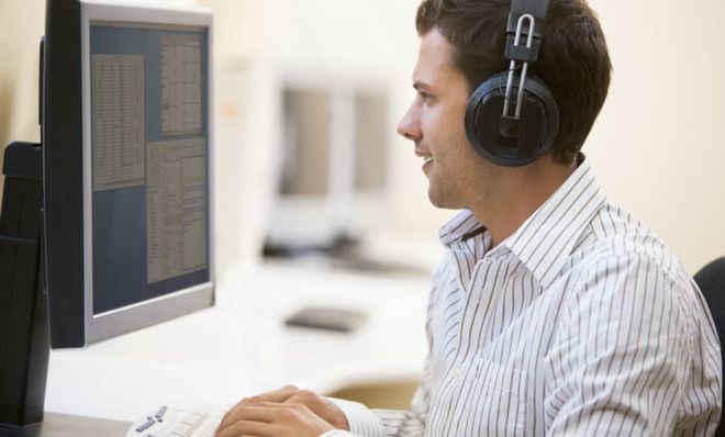 Guy listening to music