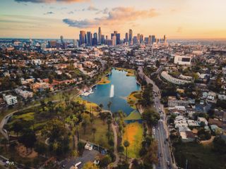 bird's eye view of Los Angeles, California