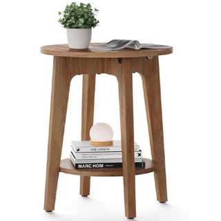 Amazon VASAGLE side table round, rustic walnut