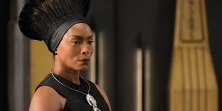 Angela Bassett being stoic as Queen Ramonda in Black Panther