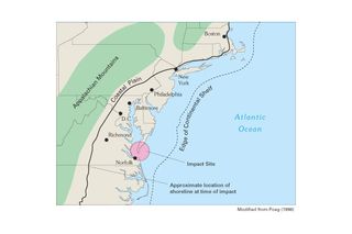 Chesapeake Bay Crater Impact Site Map