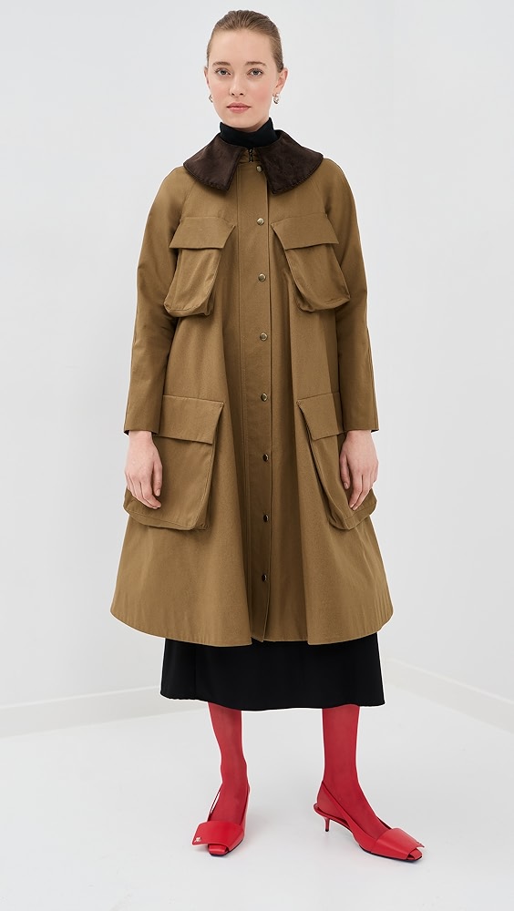 A.w.a.k.e. Mode Long Flared Trench Coat