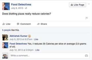 Facebook screenshot from Food Detectives