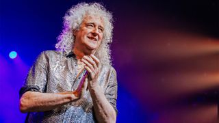 Guitarist Brian May of Queen attends the "We Will Rock You" musical premiere at Stage Palladium Theater on October 17, 2025 in Stuttgart, Germany. 