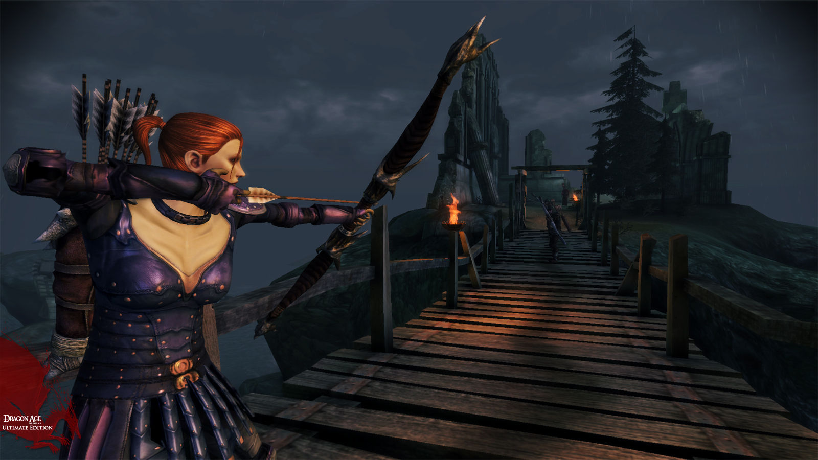 Dragon Age character taking aim with a bow