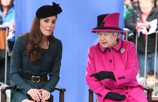Catherine, Duchess of Cambridge and Queen Elizabeth II visit Leicester City