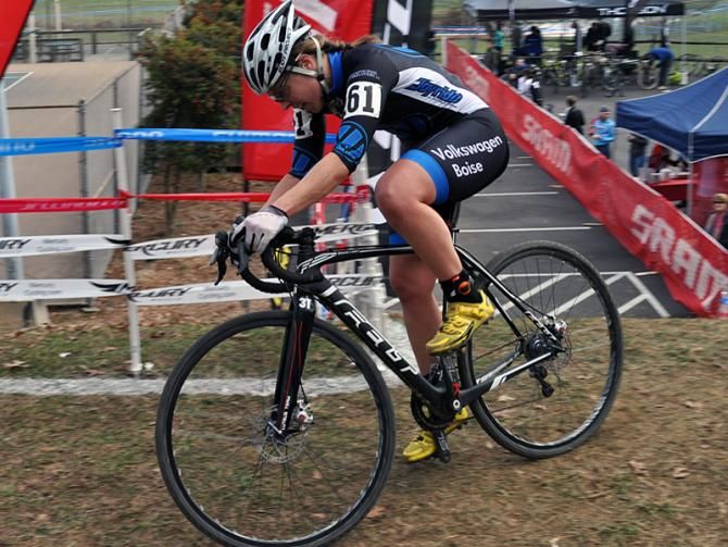 Amanda Carey (Volkswagen Boise Cycling) alone in the lead.