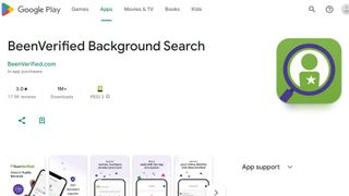 BeenVerified BackGround search app in the Google Play Store.